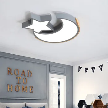 Современные деревянные аксессуары Светодиодный потолочный светильник для спальни, гостиная, светильник moon star, потолочный светильник для детской комнаты в отеле
