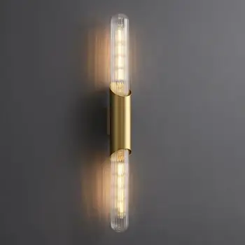 Современный минималистичный настенный светильник медного цвета в скандинавском индустриальном стиле, гостиная, проход, крыльцо, лестница, Стеклянная полоса, внутреннее освещение