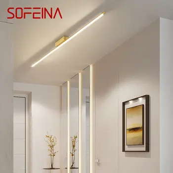 Современный потолочный светильник SOFEINA из латуни, светодиодная креативная простая лампа с длинной полосой для домашнего гардероба, декора крыльца, прохода.