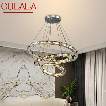 Современный Хрустальный подвесной светильник OULALA Creative Rings LED Роскошная Круглая Люстра Декор для гостиной Столовой Виллы