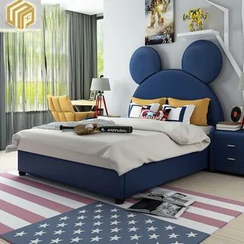 Спальня детская односпальная кровать 1,5 м кровать для мальчика Современный простой детский люкс кровать из скандинавской кожи