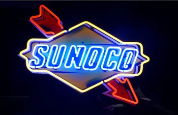 Стеклянная неоновая световая вывеска SUNOCO для пивного бара