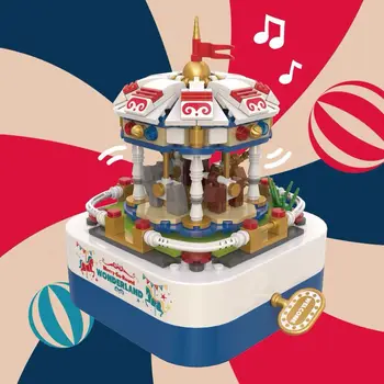 Строительные блоки Медвежий торт Музыкальная шкатулка Совместимые кирпичи Подарок для девочек Сборка строительных блоков Детские игрушки 2