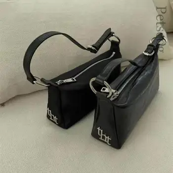 Сумки Для женщин Y2k Fashion Letter, Черные Квадратные сумки-тоут, Дизайнерская Роскошная сумочка-хобо из искусственной кожи подмышками, женская сумка через плечо