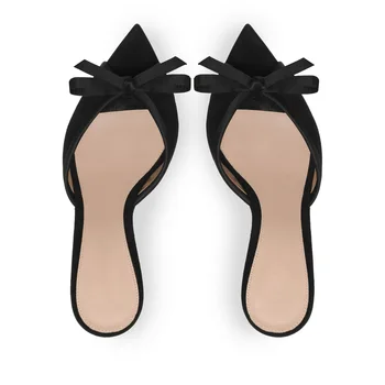Тапочки с острым носком, туфли-лодочки на шпильке с бабочкой, повседневные лаконичные женские панталоны из искусственной кожи на высоком каблуке