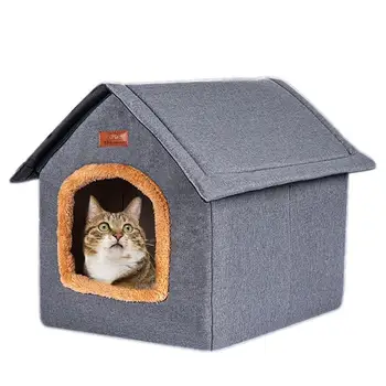 Товары для домашних животных Портативная уличная кошачья кровать со съемным мягким ковриком, дышащий Съемный собачий домик, внутренняя дверь для кошек и котят
