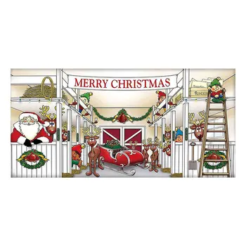 Украшение гаражных ворот размером 7x16 футов с отверстием из нержавеющей стали, Рождественская подвеска, полиэстер, многоразовый для праздничных принадлежностей. 3