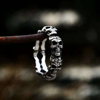 Уникальное винтажное кольцо с черепом из нержавеющей стали 316L для мужчин, модные красочные кольца с черепом в стиле панк, пары, Байкерские украшения, подарки Оптом