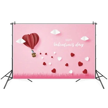Фоны для фотосъемки на День Святого Валентина, воздушный шар, баннер с сердечками, украшение для детской вечеринки, Фотофоны для фотосессии