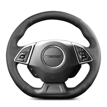 Черная кожаная крышка рулевого колеса ручной работы для Chevrolet Camaro 2016-2022 Крышка ручки автомобиля