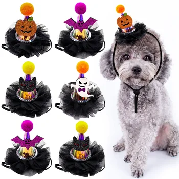 Шляпа для домашних животных на Хэллоуин, аксессуары для собак, светящаяся шляпа с тыквой, головные уборы для домашних животных, Регулируемые товары для домашних животных для собак